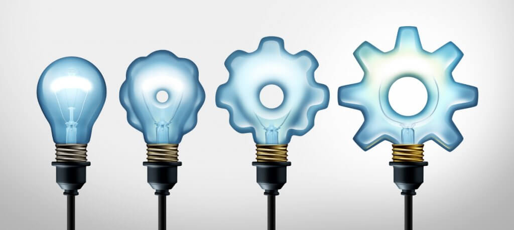 quatro lâmpadas que evoluem